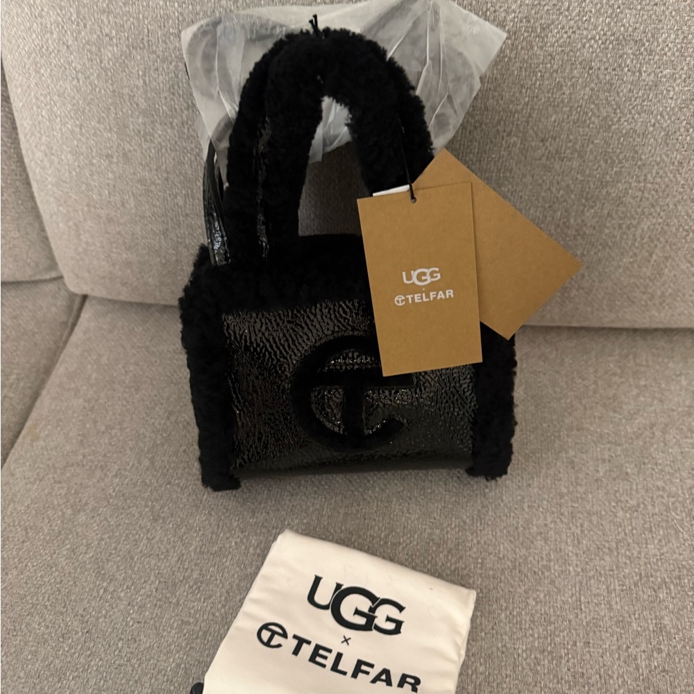 Telfar Black Glossy Shearling Mini Tote